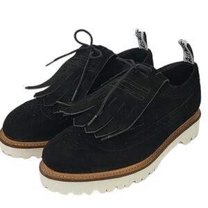 Dr. Martens Oxford Fringe Black Suede Lace Up Shoes Women 8